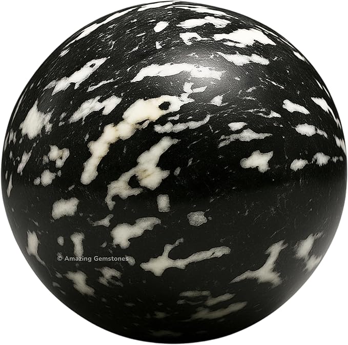 Amazing Gemstone White and Black Tourmaline Crystal Ball with Stand - 1.5 Inches Crystal Sphere Meditation Balls for Witchcraft and Decorative Balls