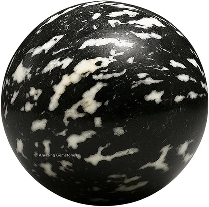 Amazing Gemstone White and Black Tourmaline Crystal Ball with Stand - 1.5 Inches Crystal Sphere Meditation Balls for Witchcraft and Decorative Balls