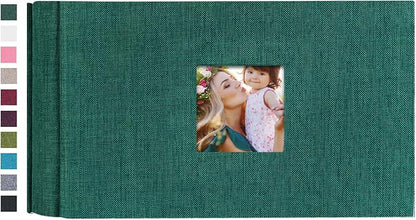 Mublalbum Small Photo Album 4x6 100 Photos Linen Cover Picture Book with Horizontal Pockets for Wedding Family Anniversary and Baby (Dark Green)