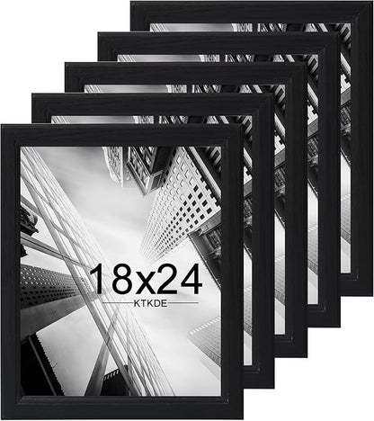 KTKDE Studio Gallery 18x24 Select Poster Frame Set of 5, Wooden frames black Display Poster, Posters & Art Prints for Artwork Wall Vertical or Horizontal Display best gift