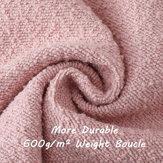 FUTEI Pack of 2 Pink Decorative Throw Pillow Covers 26x26 Inch Soft Cozy Solid Boucle Textured Euro Pillow Shams,Modern Home Decor for Couch Bed Living Room
