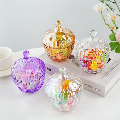 kanpura 350 ml/11.5 oz Elegant Crystal Candy Dish with Lid Decorative Candy Jar Bowl Glass Container Boxes for Home Office Desk Decor(Purple)