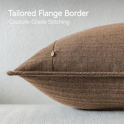 a moment Linen Pillow Covers Set of 2,Boho Farmhouse Throw Pillowcases Neutral Textured Decorative Covers for Couch Sofa,Soft Linen Blend Accent Case Cushion Living Room Home Decor 22"x22"Hazel