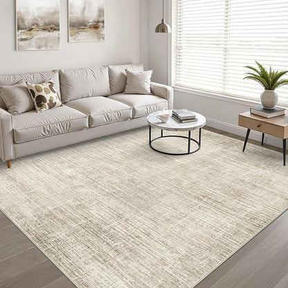 5x7 Area Rugs Living Room: Washable Large Neutral Beige Rug Abstract Soft Modern Stain Resistant Indoor Floor Non-Slip Carpet for Bedroom Nursery Kids Office Playroom Dining Room Under Table Home