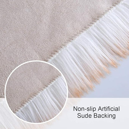 Softlife Square Faux Fur Sheepskin Chair Cover Seat Cushion Pad Super Soft Area Rugs for Living Bedroom Sofa (1.6ft x 1.6ft, White-Brown Tip) 1 pack