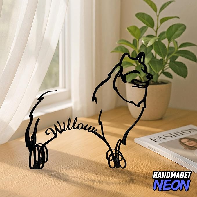 Personalized Samoyed Dog Minimalist Sculpture, Custom Pet Name Metal Desk Decor, Decorative Aesthetic Table Sign Gifts For Dogs Lovers, Kids Room, Home Office Decorations