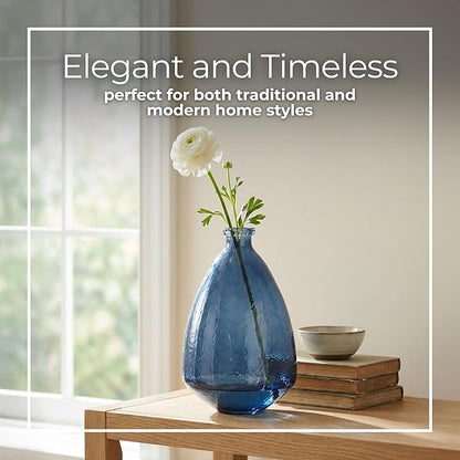 Opaque Glass Vase – Solid Modern Decorative Accent – Elegant Home Decor Centerpiece for Living Room, Bedroom, Office, or Entryway – Handcrafted Glass Flower Vase for Table or Floor – 19", Blue