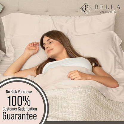 Bella Coterie Luxury Bamboo Viscose King Size Sheet Set | 100% Organically Grown | Ultra Soft | Cooling for Hot Sleepers | 18" Deep Pocket [Champagne]