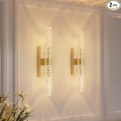camuucci Battery Operated Gold Wall Sconces Set of 2 Rechargeable Battery Powered Wall Light with 18000mAh Not Hardwired Dimmable Wall Lamp Fixtures for Bedroom Living Room 20.9 Inches