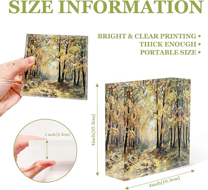 Desktop Decoration Abstract Drawing Landscape,Autumn Fallen Leaves Acrylic Decor Women Congratulations Presents Appreciation Presents for Coworkers Thank You Presents Housewarming Presents