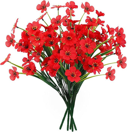 MACTING Artificial Flowers for Outdoors Fake Spring Flowers UV Resistant No Fade Faux Plastic Flowers for Hanging Planters Window Patio Porch Yard Garden Home Indoor Outside Summer Decorations(Red)