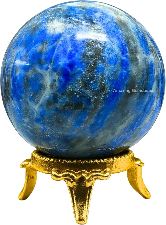 Amazing Gemstone Lapis Lazuli Crystal Ball with Stand - 1.5" Inches Crystal Sphere Meditation Balls for Witchcraft and Decorative Balls