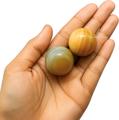 Amazing Gemstone Lace Agate Crystal Ball - 1" Inches Crystal Sphere Meditation Balls for Witchcraft and Decorative Balls - Crystals and Healing Stones Beginners Gift (Pack of 1)