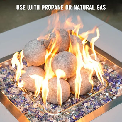 Stanbroil Ceramic Balls - 4” Round Fire Stones for Fire Pit Fire Bowl and Fireplace - Set of 12, Gray