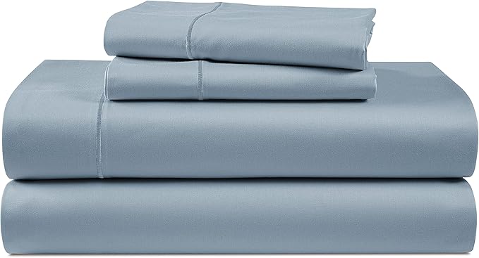 100% Egyptian Cotton Queen Size Sheet Set - Naturally Breathable & Durable Winter Comfort, Ultra-Soft Hotel Luxury Comfort with 15" Deep Pocket Queen Sheets, Silky Sateen Weave - French Blue