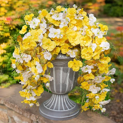 HyeFlora Hibiscus Fall Flowers Artificial Hanging Flowers Plants for Outdoors Autumn Decoration, 2pcs Silk Hibiscus Vines Realistic UV Resistant Faux Flowers for Outside Planters Yard Garden Home, Mix