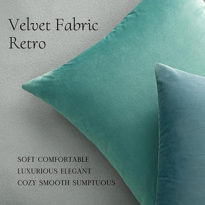 MIULEE Velvet Throw Pillow Covers 16x16 Inch, Pack of 2 - Aqua Green, Soft Solid Decorative Pillow Covers Cushion Cases Modern Luxury Home Decor for Spring Couch Sofa Bedroom Livingroom