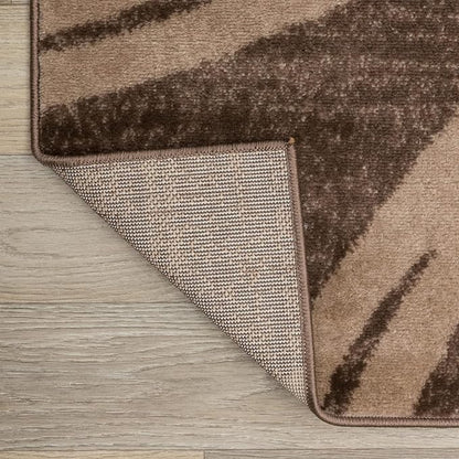 Rugshop Modern Wavy Circles Design Area Rug, Fade-Resistant Carpet for Bedroom, Office, or Small Spaces, Brown, 3'3" x 5'