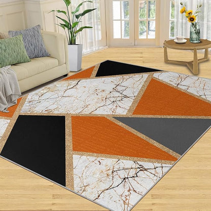 Geometric Marble Area Rugs Stone Crackle Rug Modern Abstract Marble Rug for Living Room European Medieval Geometric Rugs for Bedroom Entryway Hallway 8x10ft