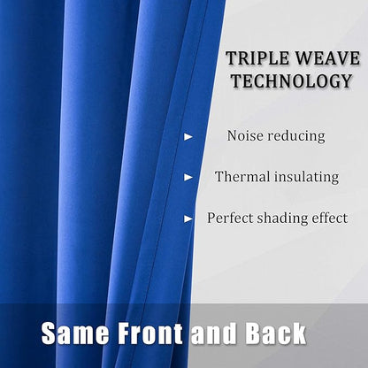 DUALIFE Royal Blue Grommet Room Darkening Curtains 60 x 84 Inches, 2 Panels