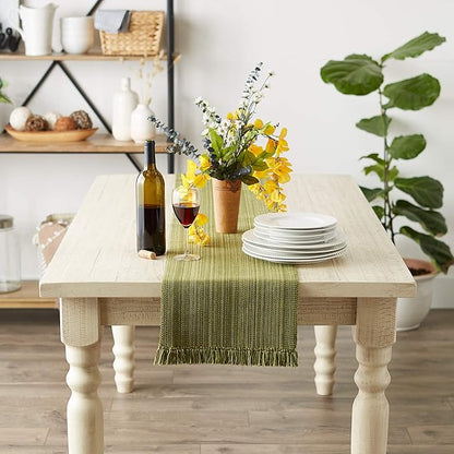 DII Variegated Tabletop Collection, Table Runner3x72, Olive Green