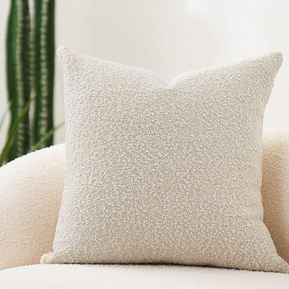 DOMVITUS Boucle Pillow Covers - Luxury Throw Pillows for Bed & Sofa, Decorative Accent Couch Cushion Case, 1PC, Buttery Cream