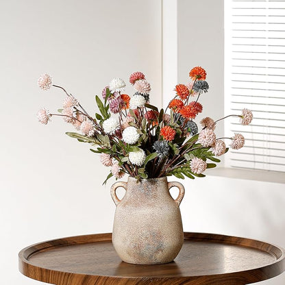 Ceramic Rustic Flower Vase, 7.48 Inch Pottery Modern Vase for Shelf, Tabletop, Vintage Farmhouse Home Decor for Coffee Table, Living Room, Mantle, Fireplace, Entryway