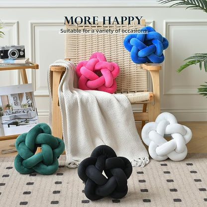 Knot Plush Throw Pillow Handmade Knotted Star Pillow Soft Sofa Lumbar Cushion Stuffed Star Cushion Home Office Children Room Decor, Black