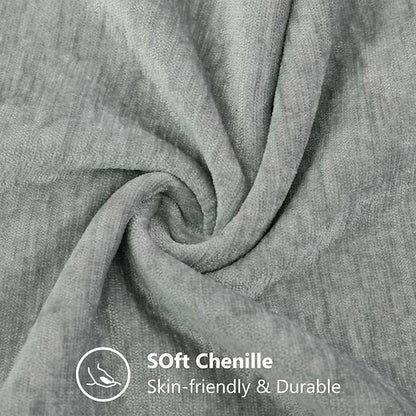 decorUhome Chenille Grey Spring Throw Pillow Covers 18x18 Inch Set of 2, Decorative Soft Couch Pillow Covers Solid Dyed Accent Farmhouse Neutral Square Pillow Cases for Sofa