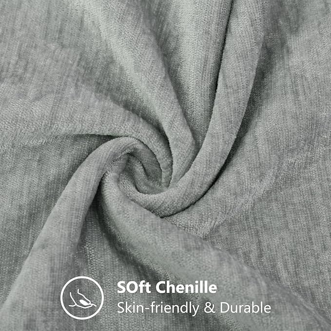 decorUhome Chenille Grey Spring Throw Pillow Covers 12x20 Inch Set of 2, Decorative Soft Couch Pillow Covers Solid Dyed Accent Farmhouse Neutral Rectangle Pillow Cases for Sofa