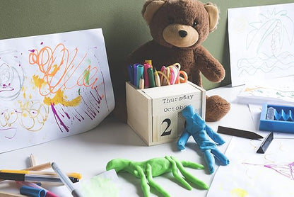 brightmaison BGT Dexo Desk Organizer, Pen Holder & Desk Calendar, DIY Projects Unfinished Wood, Natural