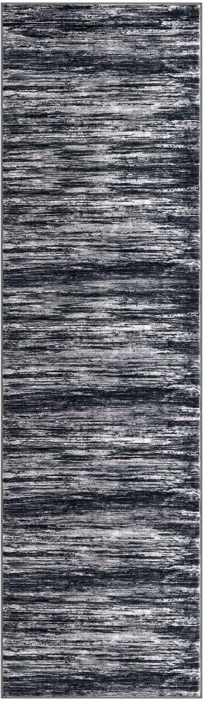 2x7 Modern Abstract Runner Rug for Hallways, Black Super Soft Hallway Decor Kitchen Rugs with Non-Slip, Non-Shedding Washable Rug for Hallways Entryway Bedroom Indoor