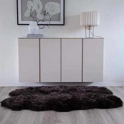 Real Sheepskin Rug 4x6 ft | Sheepskin Rugs for Living Room and Sofa | Bedside Rugs for Bedrooms | Large Fluffy Rug is Breathable & Heat-regulating in Color Chocolate