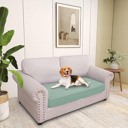 hyha Individual Couch Cushion Covers, Stretch Magic Sofa Seat Cushion Covers Washable, Dog Couch Sofa Slipcover for Pets, Kid with Elastic Bottom(Medium, Green)