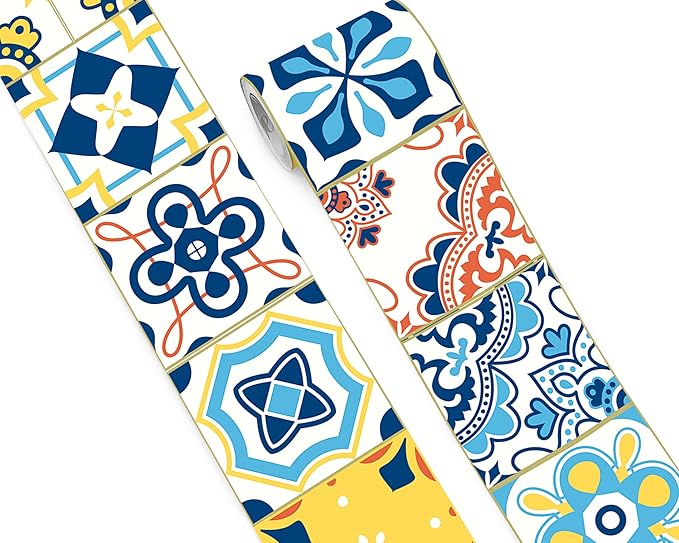 FLFK Wallpaper Border Tile Stickers Peel and Stick Wall Border for Kitchen Backsplash Bathroom Shower Room, 6"x240"
