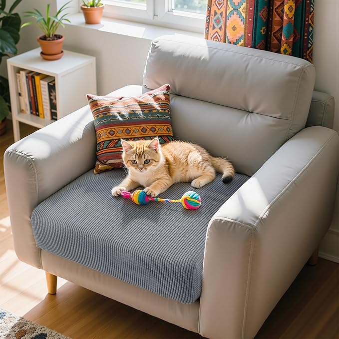 Hokway Couch Cushion Covers Stretch Cushion Covers Sofa Seat Cushion Slipcover Cushion Protector(Light Gray, Small)