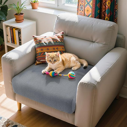 Hokway Couch Cushion Covers Stretch Cushion Covers Sofa Seat Cushion Slipcover Cushion Protector(Light Gray, Small)