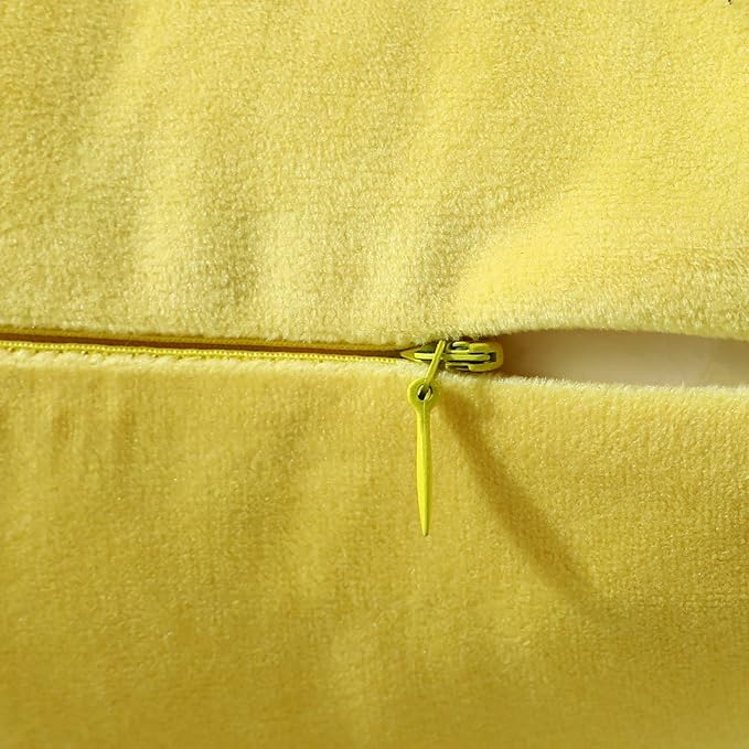 Jeneoo Comfy Soft Thick Velvet Throw Pillow Covers for Sofa Couch, Decorative Solid Square Cushion Cases for Bedroom Car (Lemon Yellow, 20 x 20 Inches, 2 Pieces)