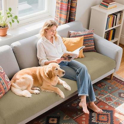 Hokway Couch Cushion Covers Stretch Cushion Covers Sofa Seat Cushion Slipcover Cushion Protector(Sand, Large)