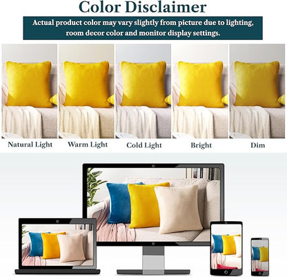 PAVILIA Mustard Yellow Throw Pillow Covers 20x20 Set of 2, Decorative Pillow Cases for Bed Sofa Couch, Boho Aesthetic Accent Decor Cushion Bedroom Living Room, Velvet Square Euro Sham Covers, Yellow