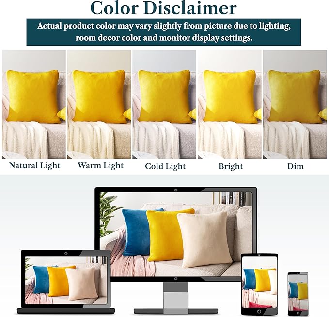 PAVILIA Mustard Yellow Throw Pillow Covers 18x18 Set of 2, Decorative Pillow Cases for Bed Sofa Couch, Boho Aesthetic Accent Decor Cushion Bedroom Living Room, Velvet Square Euro Sham Covers, Yellow