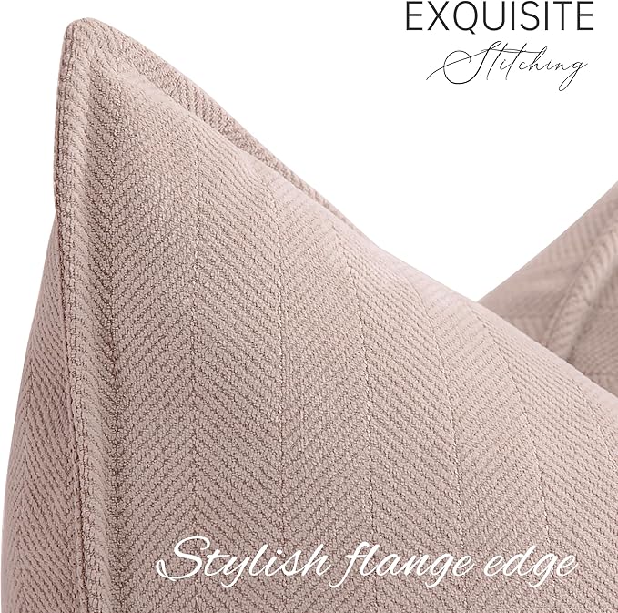 ZWJD Dusty Pink Pillow Covers 20x20 Set of 2 Chenille Throw Pillow Covers with Elegant Design Soft and Luxurious Decorative Throw Pillows for Couch, Bed, and Home Decor