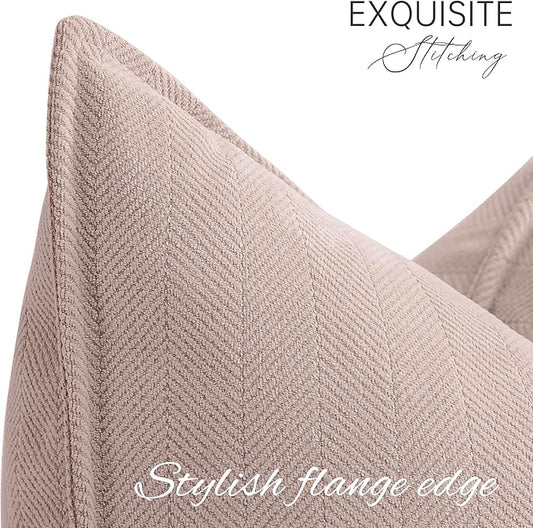 ZWJD Dusty Pink Pillow Covers 26x26 Set of 2 Chenille Throw Pillow Covers with Elegant Design Soft and Luxurious Decorative Throw Pillows for Couch, Bed, and Home Decor
