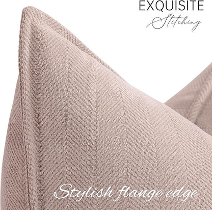 ZWJD Dusty Pink Pillow Covers 24x24 Set of 2 Chenille Throw Pillow Covers with Elegant Design Soft and Luxurious Decorative Throw Pillows for Couch, Bed, and Home Decor