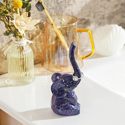 PUDDING CABIN Purple Elephant Ring Holder Cute Ring Organizer Stand Display, Unique Elephant Gift for Women Mom Mother's Day Birthday Engagement Bridesmaid Christmas Gift