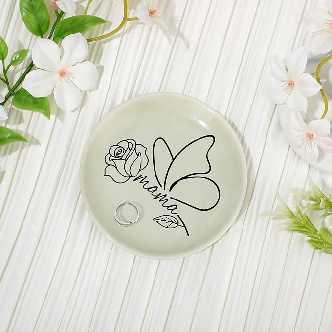 JoycuFF Mama New Mom Gifts for Women Jewelry Dish, Mama Mom to Be Gift Trinket Ring Dish New Mother Essentials