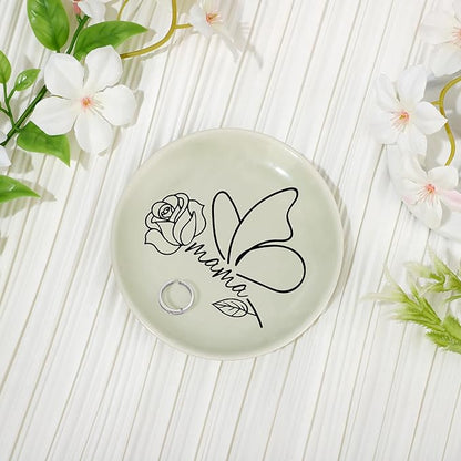 JoycuFF Mama New Mom Gifts for Women Jewelry Dish, Mama Mom to Be Gift Trinket Ring Dish New Mother Essentials