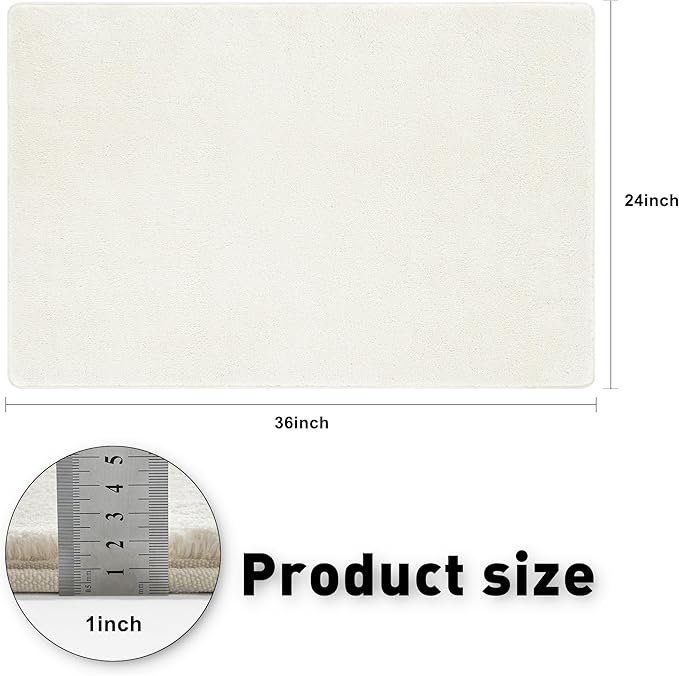 PURE ERA Carpet Stair Tread Landing Mat Area Rug Ultra Plush Shag Soft Non Slip Skid Resistant Tape Free Indoor Doormat Washable Reusable White 2' X 3'