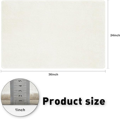 PURE ERA Carpet Stair Tread Landing Mat Area Rug Ultra Plush Shag Soft Non Slip Skid Resistant Tape Free Indoor Doormat Washable Reusable White 2' X 3'