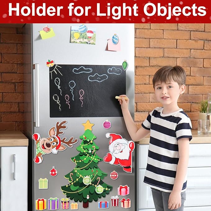 Magnetic Christmas Tree for Refrigerator, Soft Magnetic Ornaments Set, Reusable Holiday Decor for Kids & Family, Fun Xmas Decoration for Home, Kitchen, Office